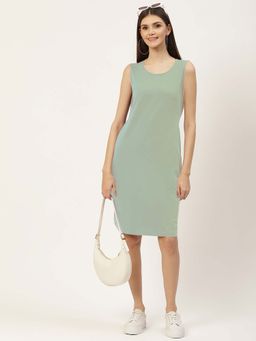 BRINNS - Green Solid Regular Knee Length Dress