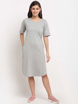 BRINNS - Grey Solid Regular Mini Dress