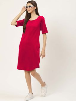 BRINNS - Magenta Solid Regular Mini Dress
