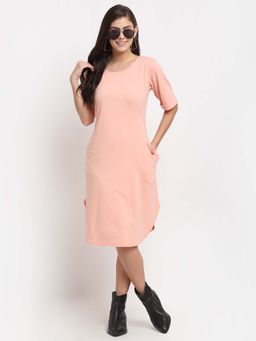 BRINNS - Peach Solid Regular Mini Dress