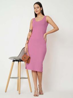 BRINNS - Lavender Solid Bodycon Midi Dress
