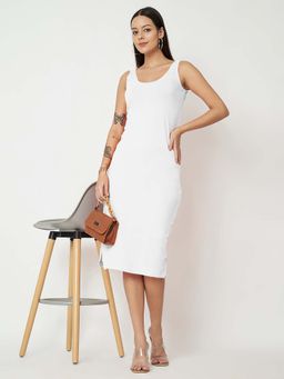BRINNS - White Solid Bodycon Midi Dress