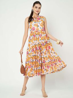 BRINNS - Multi-Color Printed Flared Midi Dress