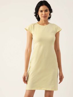 BRINNS - Cream Solid Bodycon Mini Dress