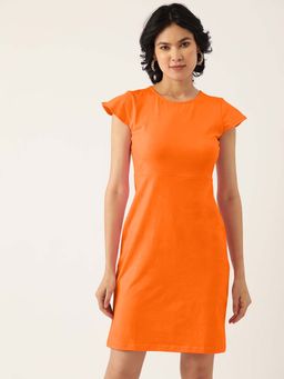BRINNS - Orange Solid Bodycon Mini Dress