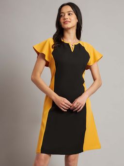 BRINNS - Black Colorblock Regular Knee Length Dress