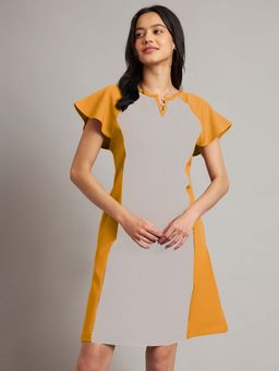 BRINNS - Grey Colorblock Regular Knee Length Dress