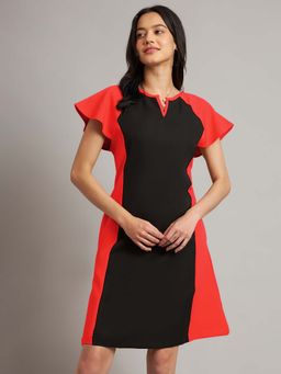 BRINNS - Black Colorblock Regular Knee Length Dress