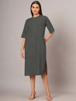 BRINNS - Charcoal Solid Relaxed Midi Dress