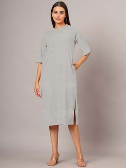BRINNS - Grey Solid Relaxed Midi Dress