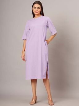 BRINNS - Lavender Solid Relaxed Midi Dress