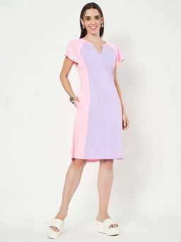 BRINNS - Pink Colorblock Regular Knee Length Dress