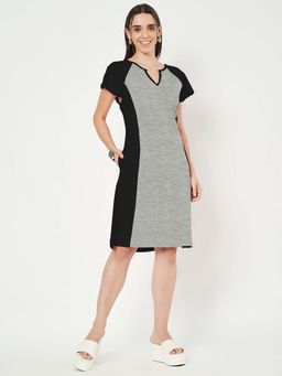 BRINNS - Grey Colorblock Regular Knee Length Dress