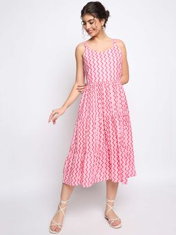 BRINNS - Multi-Color Printed Flared Midi Dress