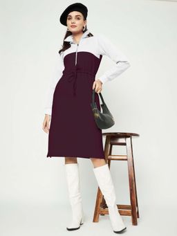 BRINNS - White Colorblock A-Line Midi Dress