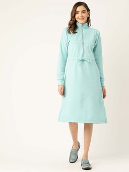 BRINNS - Turquoise Solid A-Line Dress