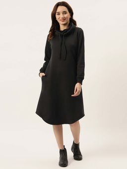 BRINNS - Black Solid Regular Midi Dress