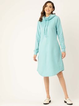 BRINNS - Turquoise Solid Regular Midi Dress