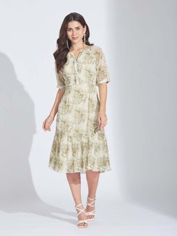 Latin Quarters - Green Printed Regular Midi Dress