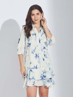 Latin Quarters - Blue Printed Regular Mini Dress