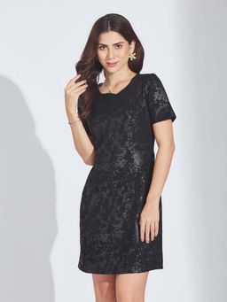 Latin Quarters - Black Printed Regular Mini Dress
