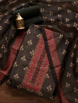 Koskii - Black Sequins Semi Crepe Designer Unstitched Salwar Suit (Set of 3) (Set of Three)