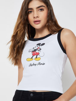 max - White Printed Cotton Blend Regular Fit Tank Top
