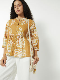 max - Brown Printed Pure Cotton Regular Fit Tunic