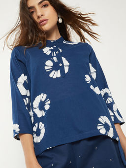 max - Blue Printed Pure Cotton Regular Fit Tunic