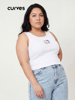 max - White Embroidered Cotton Blend Regular Fit Tank Top