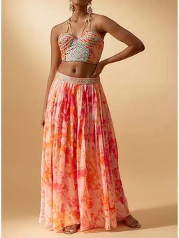 AVNNI KAPUR - Woven and Sequience Bustier with Tie and Dye Palazzo (Set of 2)
