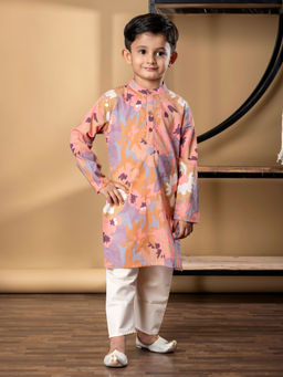 Readiprint - Boys Peach Straight Cotton Fabric Kurta and Pyjama
