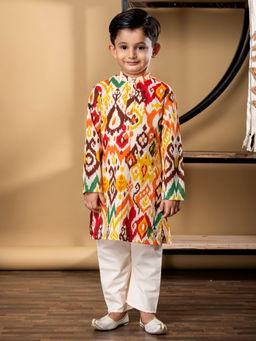 Readiprint - Boys Orange Straight Style Cotton Fabric Kurta and Pyjama