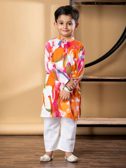 Readiprint - Boys Orange Straight Cotton Fabric Kurta and Pyjama