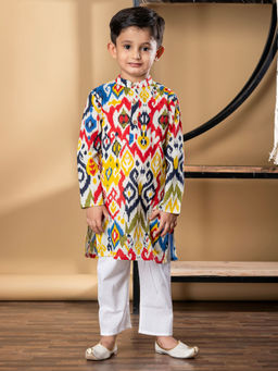 Readiprint - Boys Multi-Color Straight Style Cotton Fabric Kurta and Pyjama