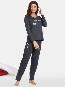Zivame - Rosaline Starry Nights Knit Cotton Pyjama Set - Beauty - Black