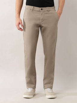 Arrow Sports - Men's Beige Mid Rise Straight Fit Trouser
