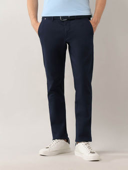 Arrow Sports - Men's Navy Blue Mid Rise Straight Fit Trouser