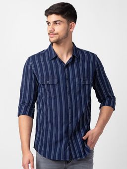 Spykar - Blue Full Sleeves Shirt For Men