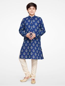 Jeetethnics - Boys Navy Blue Kurta Pyjama (Set of 2)