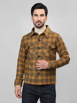 HONNETE - Yellow Checked Casual Regular Trench Coat
