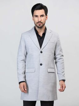 HONNETE - Grey Solid Casual Longline Trench Coat