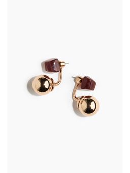 H&M - Women Gold-coloured Sphere-detail front and back earrings