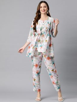 Readiprint - Shirt Style Cotton Fabric Pink Jacket & Pants with Top Co-Ord (Set of 3)