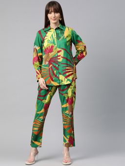 Readiprint - Shirt Style Cotton Fabric Green Shirt & Pants Co-Ord (Set of 2)