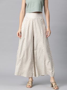 Readiprint - Women Rayon Fabric White Colour Palazzo