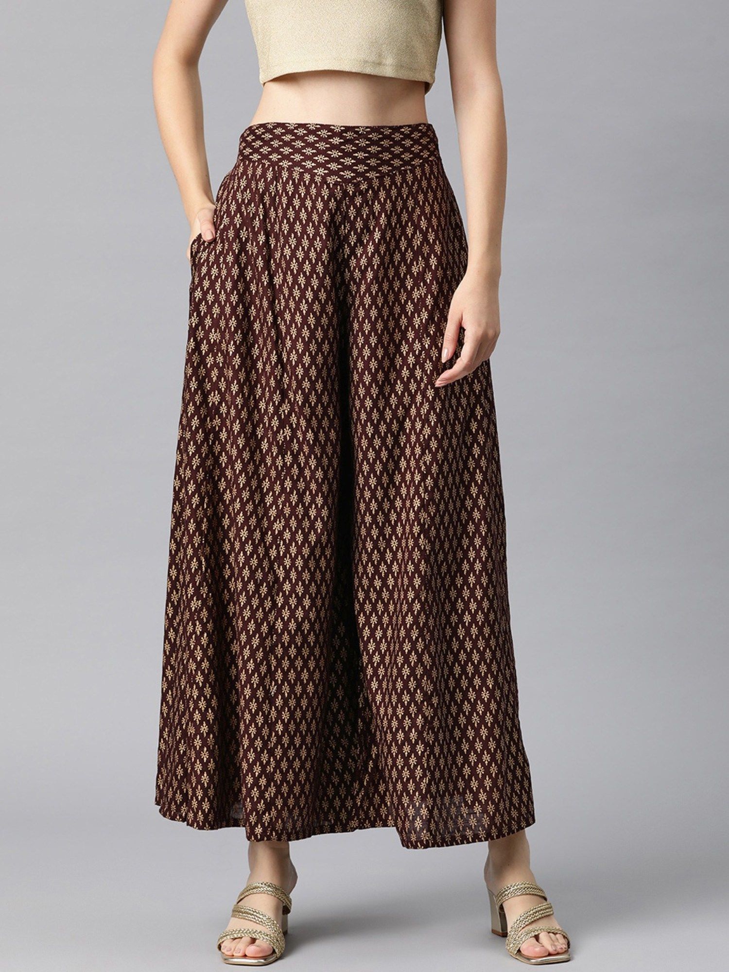 Women Rayon Fabric Maroon Colour Palazzo