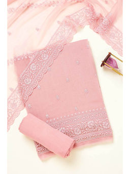 Soch - Blush Pink Chiffon Embroidered Unstitched Kurta and Unstitched Bottom with Dupatta (Set of 3)