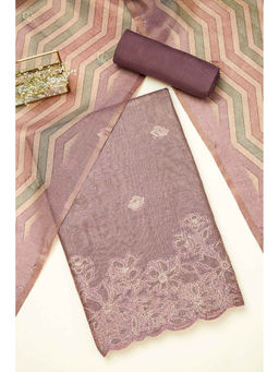 Soch - Onion Pink Silk Blend Unstitched Kurta and Unstitched Bottom with Dupatta (Set of 3)