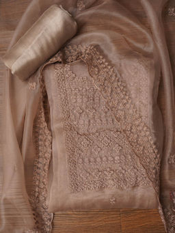 Jaipur Kurti - Thread Embroidered Unstitched Kurta and Unstitched Bottom with Dupatta (Set of 3)
